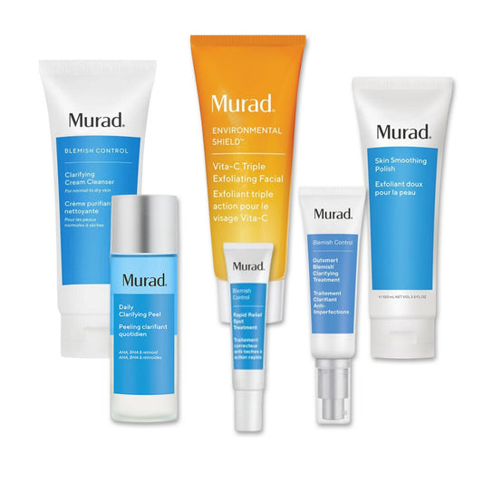 Murad BIG BUNDLE | 6 pcs including Environmental Shield VITA-C Triple Exfoliating Facial and Blemish Control Clarifying Cleanser - Bundle Please